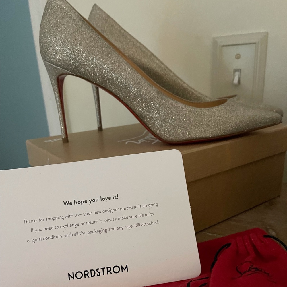 Stunning Christian Louboutin Kate 85 Silver Glitter